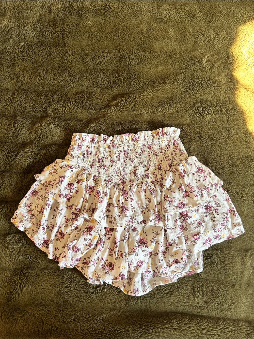 Urban Planet White Mini Skort with Pink Floral Print